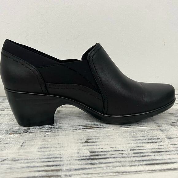 Clarks Emily Amelia Black Leather Loafer Pump Women’s Sz 7.5M Comfort Shoe - Picture 4 of 13